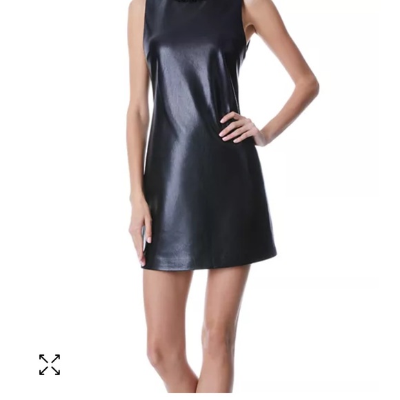 Alice and Olivia faux black leather holiday shift dress - Picture 4 of 4